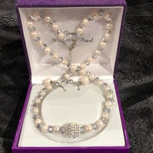 Genuine Mother of Pearl necklace and earring set
